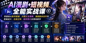 AI漫剧+短视频全能实战课｜零基础从账号搭建、AI图文生视频、漫剧剧本创作到剪辑成片、合规过审、版权登记全落地教学-21资源库