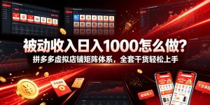 被动收入日入1000怎么做？拼多多虚拟店铺矩阵体系，全套干货轻松上手【揭秘】-21资源库