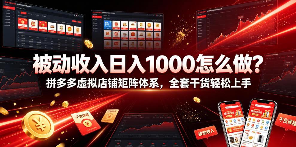 被动收入日入1000怎么做？拼多多虚拟店铺矩阵体系，全套干货轻松上手【揭秘】-21资源库