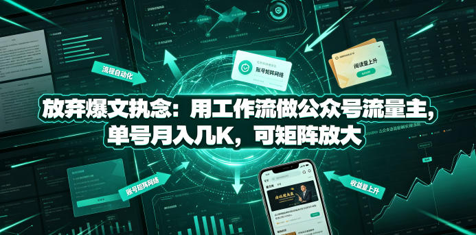 放弃爆文执念：用工作流做公众号流量主，单号月入几K，可矩阵放大-21资源库