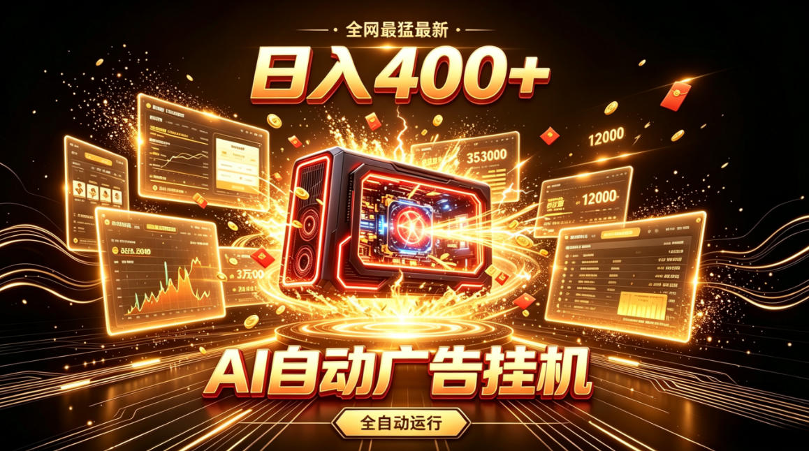 全网最猛最新的AI自动广告挂G，狠收益日入400+，真正做到躺賺式变现【揭秘】-21资源库