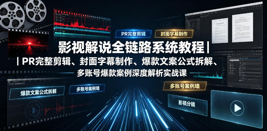 影视解说全链路系统教程｜PR完整剪辑、封面字幕制作、爆款文案公式拆解、多账号爆款案例深度解析实战课-21资源库