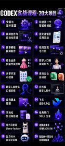 Codex智能体实战全能课｜0基础从搭建技能到自动化落地，视频剪辑-办公-知识库-数字人全场景变现教程-21资源库