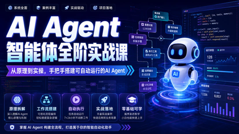 AI Agent智能体全阶实战课，从原理到实操，手把手搭建可自动运行的AI Agent（更新）-21资源库