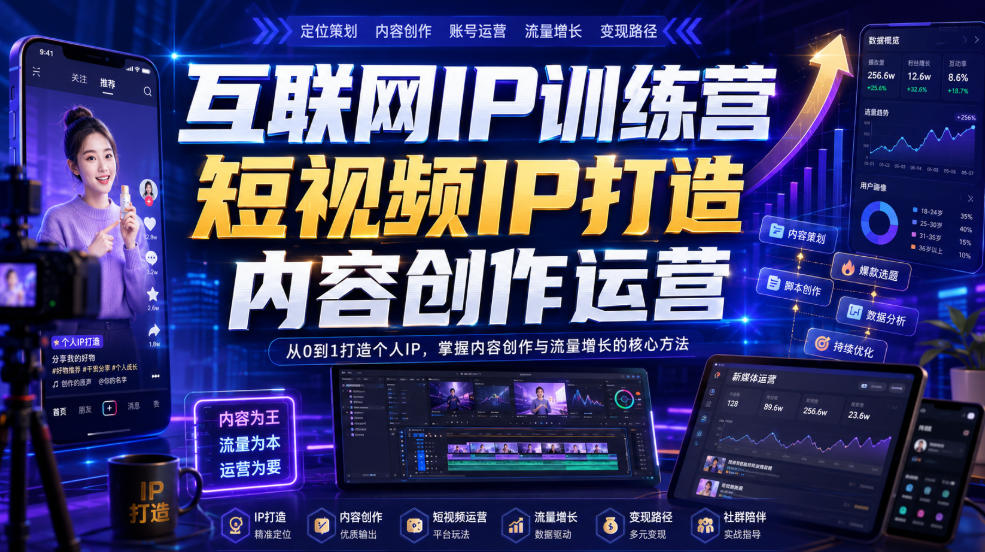 互联网IP训练营，短视频IP打造，内容创作运营-21资源库