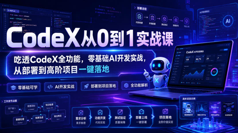 CodeX从0到1实战课，吃透CodeX全功能，零基础AI开发实战，从部署到高阶项目一键落地-21资源库