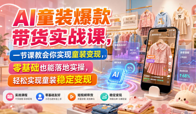 AI童装爆款带货实战课，一节课教会你实现童装变现，零基础也能落地实操-21资源库