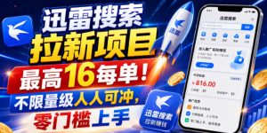 迅雷搜索拉新项目，最高16每单！不限量级人人可冲，零门槛上手（更新0807）-21资源库