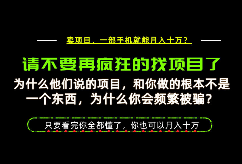 为什么做项目的人大多都是炮灰？为什么只有卖项目才能稳？看完你也可以月入10W+【揭秘】-21资源库