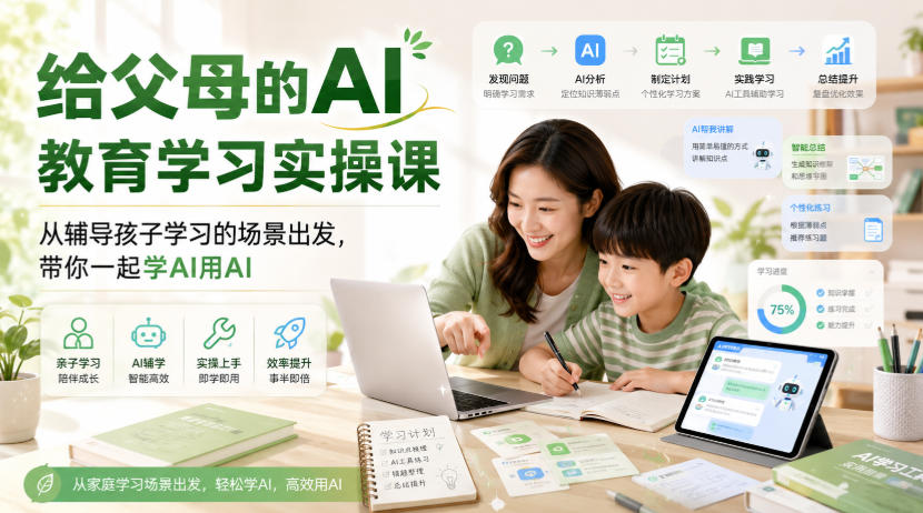 给父母的AI教育学习实操课，从辅导孩子学习的场景出发，带你一起学AI用AI-21资源库