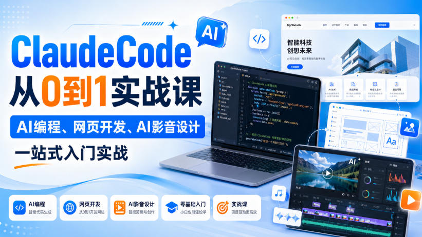 ClaudeCode从0到1实战课，AI编程、网页开发、AI影音设计一站式入门实战-21资源库
