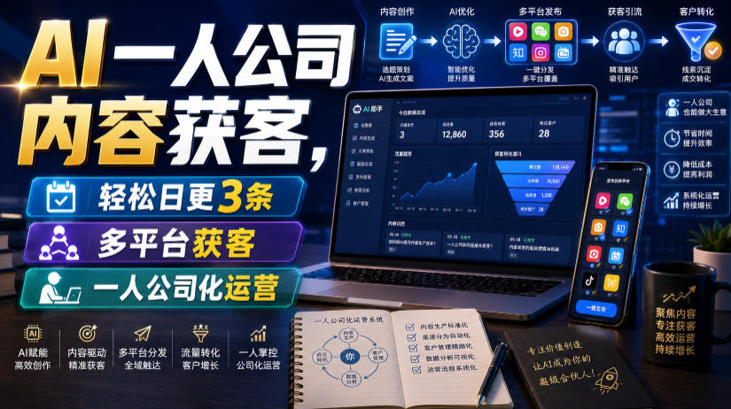 AI一人公司内容获客，轻松日更3条，多平台获客，一人公司化运营（更新0827）-21资源库