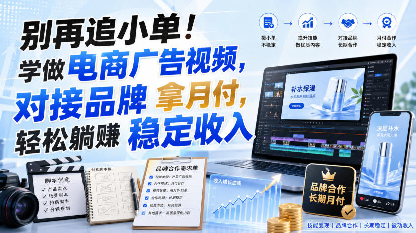 别再追小单！学做电商广告视频，对接品牌拿月付，轻松躺賺稳定收入【原创双语字幕】-21资源库