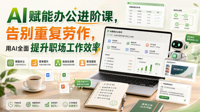 AI赋能办公进阶课，告别重复劳作，用AI全面提升职场工作效率-21资源库
