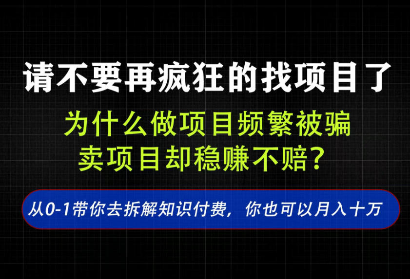 找项目？别傻了！卖项目才是真的一本万利！看完你全都懂了【揭秘】-21资源库