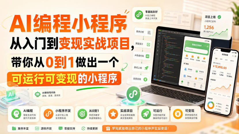 AI编程小程序从入门到变现实战项目，带你从0到1做出一个可运行可变现的小程序-21资源库