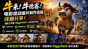 牛来！牛德赛！电影级动画片制作流程详细分享！电影工作室Higgsfield一站式创作平台，完整创作流程-21资源库