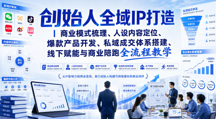 创始人全域IP打造｜商业模式梳理、人设内容定位、爆款产品开发、私域成交体系搭建、线下赋能与商业陪跑全流程教学-21资源库