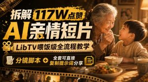 拆解117W点赞AI亲情短片，LibTV喂饭级全流程教学，分镜脚本+全套可直接复制提示词分享-21资源库