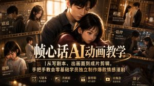 帧心话AI动画教学|从写剧本、出画面到成片剪辑,手把手教会零基础学员独立制作爆款情感漫剧-21资源库