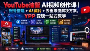 YouTube油管AI视频创作课｜账号搭建+AI成片+去重限流解决方案，YPP变现一站式教学-21资源库