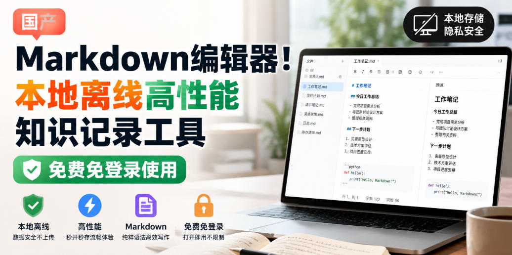 国产Markdown编辑器！本地离线高性能知识记录工具，免费免登录使用-21资源库