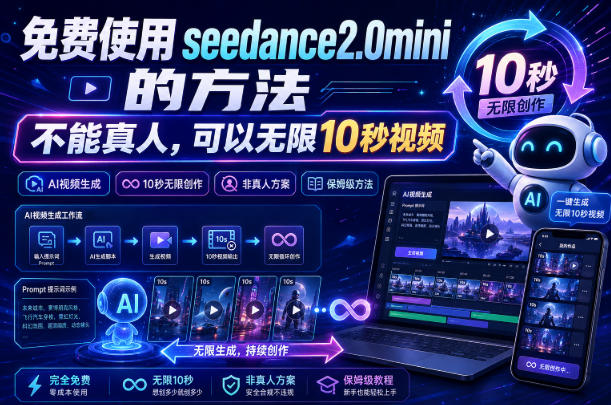免费使用seedance2.0mini的方法，不能真人，可以无限10秒视频，9图+3音频参考-21资源库
