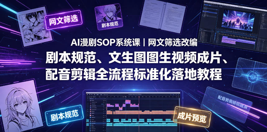 AI漫剧SOP系统课｜网文筛选改编、剧本规范、文生图图生视频成片、配音剪辑全流程标准化落地教程（更新0810）-21资源库