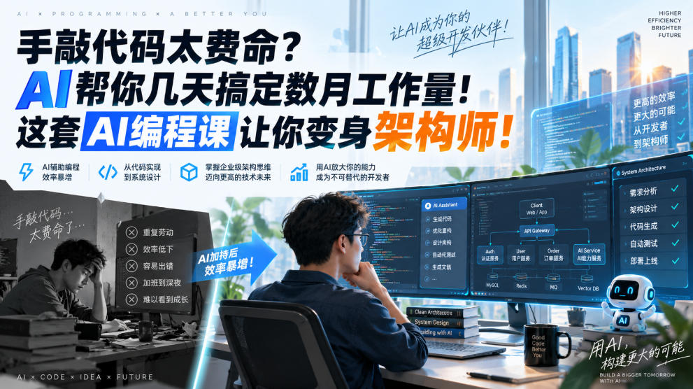 手敲代码太费命？AI帮你几天搞定数月工作量！这套AI编程课让你变身架构师！【原创双语字幕】-21资源库