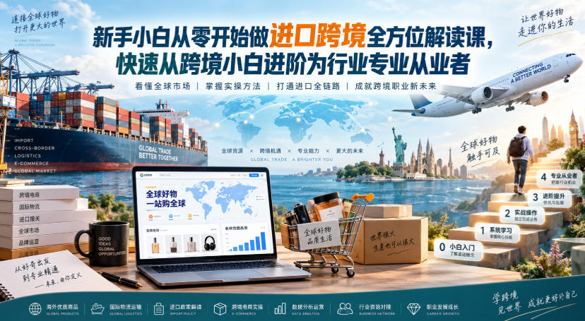 新手小白从零开始做进口跨境全方位解读课，快速从跨境小白进阶为行业专业从业者-21资源库