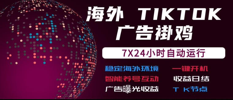 海外TikTok挂G流量变现，7X24自动运行，广告曝光收益，收益日结【揭秘】-21资源库