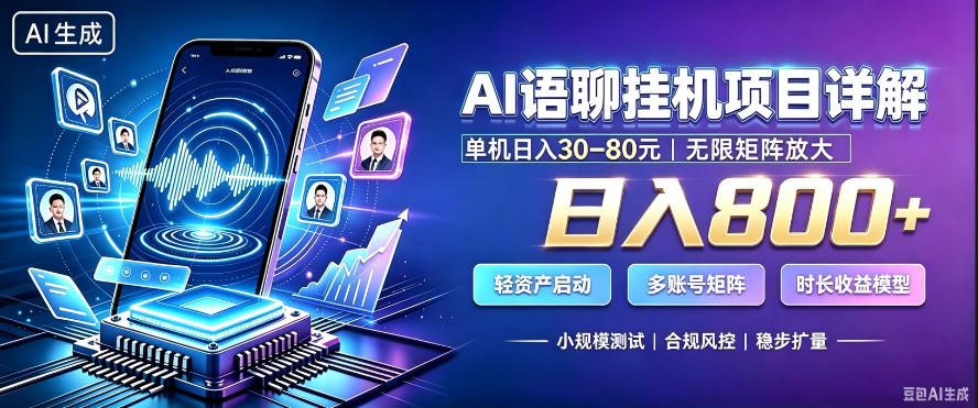 AI聊天挂G项目，日入800+，适用个人副业，支持工作室矩阵操作，放大收益【揭秘】-21资源库