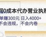 高利润0成本代办营业执照项目:一单赚300元日入4000+不会违规,不会内卷-21资源库