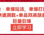 万相台·单爆玩法，单爆打造流程+单品快速测款+单品双渠放量+単品巨量引爆-21资源库