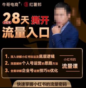 牛哥电商红薯邦28天撕开小红书流量入口，小红书运营系列课，快速掌握小红书的流量密码-21资源库