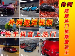 外面收费398元外网超跑豪车汽车视频搬运至快手抖音上热门项目，只需一步手机就可以操作-21资源库