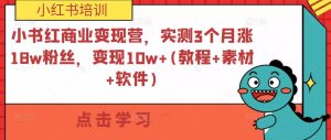小书红商业变现营，实测3个月涨18w粉丝，变现10w+(教程+素材+软件)-21资源库