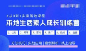 抖音本地生活素人成长训练营,从0到1实操落地课程,方法技巧|实战应用|案例解析-21资源库