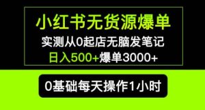 小红书无货源爆单实测从0起店无脑发笔记爆单3000+长期项目可多店-21资源库