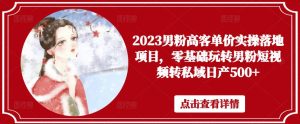 2023男粉高客单价实操落地项目,零基础玩转男粉短视频转私域日产500+-21资源库