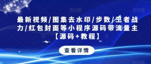 最新视频/图集去水印/步数/王者战力/红包封面等小程序源码带流量主【源码+教程】-21资源库