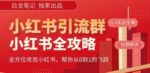 【白龙笔记】价值980元的《小红书运营和引流课》，日引100高质量粉-21资源库