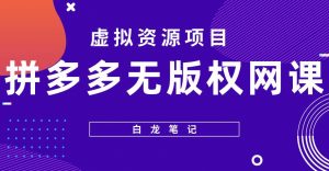 【白龙笔记】拼多多无版权网课项目，月入5000的长期项目，玩法详细拆解【揭秘】-21资源库