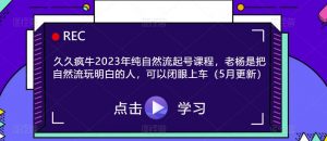 久久疯牛2023年纯自然流起号课程，老杨是把自然流玩明白的人，可以闭眼上车（5月更新）-21资源库