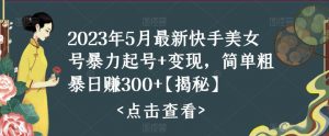 2023年5月最新快手美女号暴力起号+变现,简单粗暴日赚300+【揭秘】-21资源库
