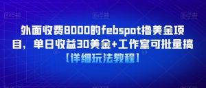 外面收费8000的febspot撸美金项目,单日收益30美金+工作室可批量搞【详细玩法教程】-21资源库