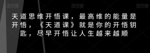 天道思维开悟课,最高维的能量是开悟,《天道课》就是你的开悟钥匙,尽早开悟让人生越来越顺-21资源库