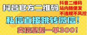 价值3000的技术!抖音二维码直跳微信!站内无限发不违规!-21资源库