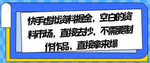 快手虚拟资料掘金，空白的资料市场，直接去抄，不需要制作作品，直接拿来爆-21资源库