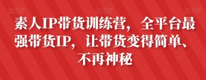 素人IP带货训练营，全平台最强带货IP，让带货变得简单、不再神秘-21资源库